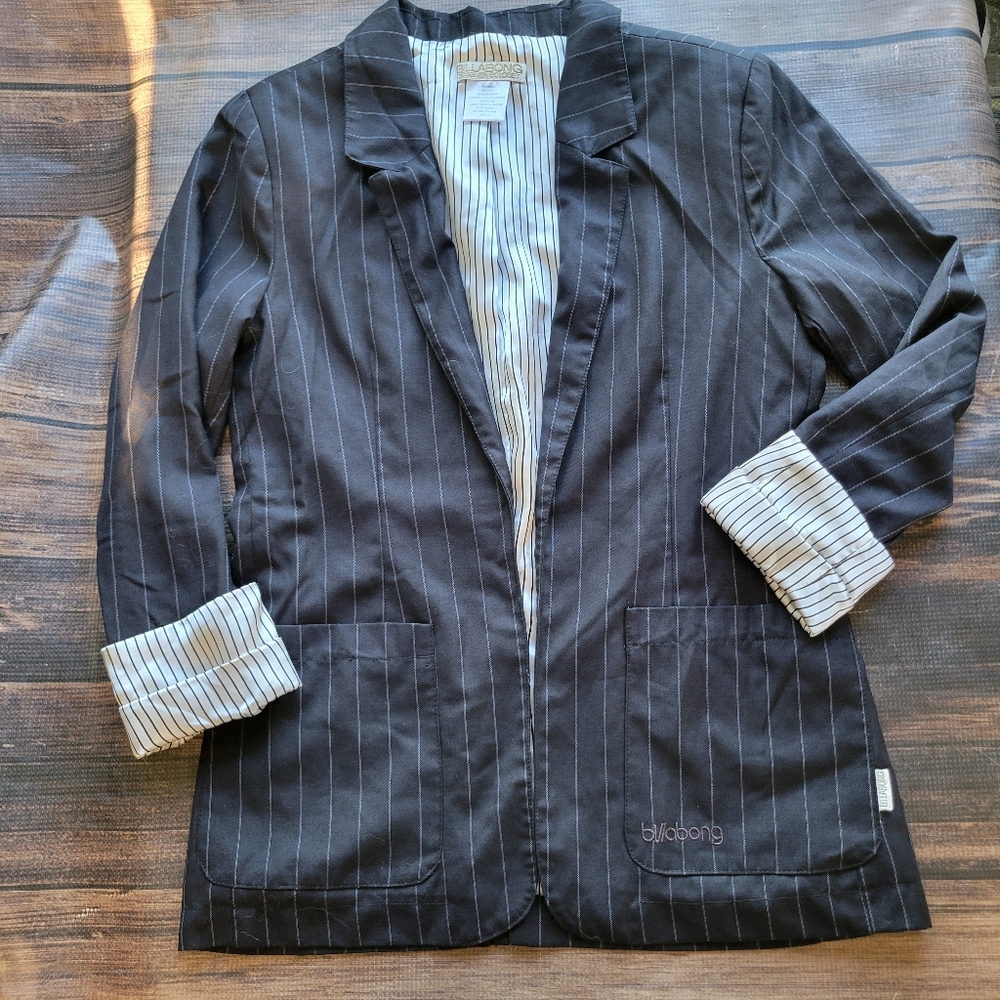 Classic Billabong Blazer Menswear Inspired Cuff Sleeve Oversized Striped S
